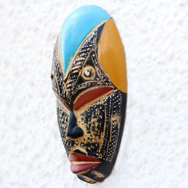 Bheka Hand Carved West African Wood Mask with Aluminum Accents on Sale