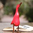 Barefoot Duck Acacia Wood and Bamboo Root Duck Sculpture in Red from Bali Supply