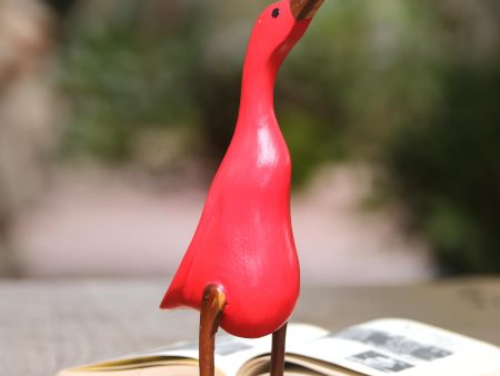 Barefoot Duck Acacia Wood and Bamboo Root Duck Sculpture in Red from Bali Supply