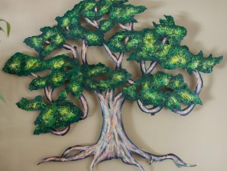 Ancient Shade Tree Unique Handmade Hand Painted Steel Wall Art (Medium) on Sale