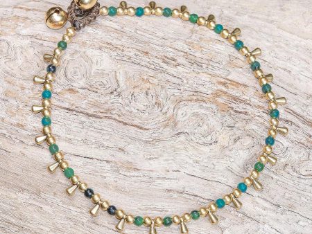 Bohemian Shower Serpentine Beaded Charm Anklet from Thailand on Sale