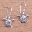 Baby Turtles Sterling Silver Sea Turtle Dangle Earrings from Bali Fashion