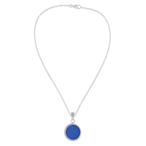 Blue Eden Sterling Silver and Natural Leaf Necklace in Blue from Peru For Discount