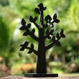 Bird Habitat in Black Wood Jewelry Tree with Bird in Black from Thailand For Sale