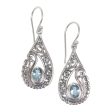 Blue Tendrils Artisan Crafted Blue Topaz and Sterling Silver Earrings For Sale