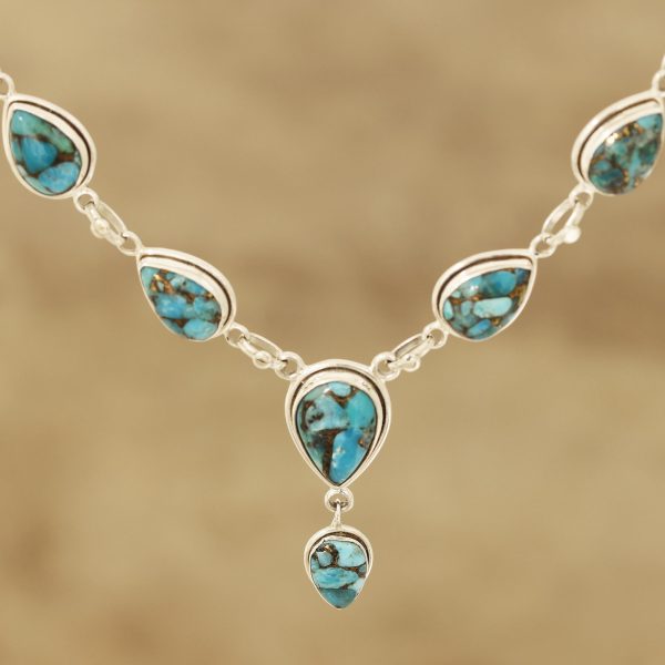 Aura of Beauty Composite Turquoise Y-Necklace from India Sale