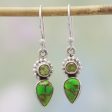 Arbor Allure Peridot and Composite Turquoise Dangle Earrings from India on Sale