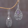 Bali Crest Amethyst and Sterling Silver Dangle Earrings For Cheap