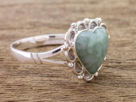 Zinnia Love Jade Hearts on Sterling Silver Handcrafted Ring Online Sale