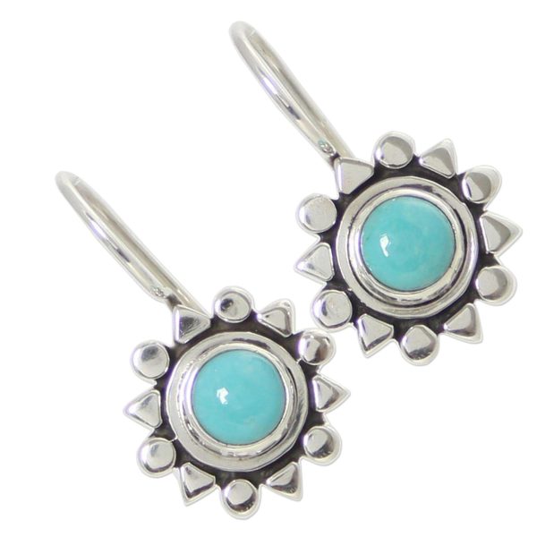 Aztec Star Fair Trade Sterling Silver Natural Turquoise Earrings Hot on Sale