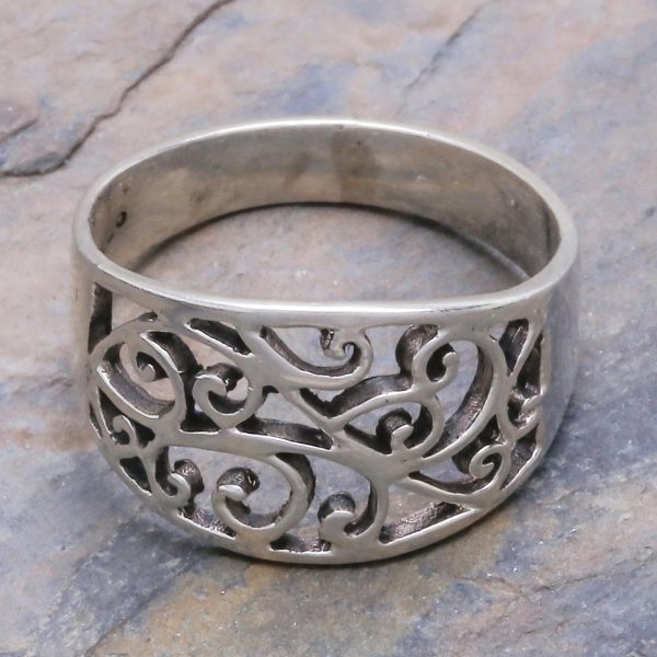 Arabesque Unique Sterling Silver Band Ring from Thailand Online Sale