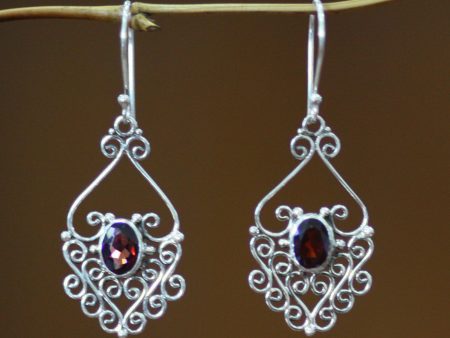 Bali Dynasty Sterling Silver and Garnet Dangle Earrings Online