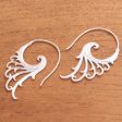 Angelic Wings Curling Motif Sterling Silver Half-Hoop Earrings from Bali Sale