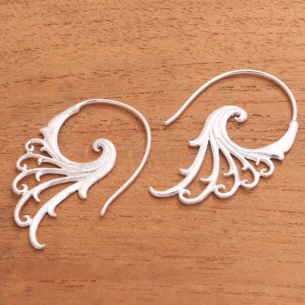 Angelic Wings Curling Motif Sterling Silver Half-Hoop Earrings from Bali Sale