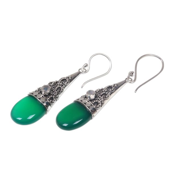 Bali Tradition Sterling Silver and Green Onyx Earrings Online