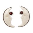 Awake Moons Garnet and Bone Crescent Moon Stud Earrings from Bali Online Hot Sale