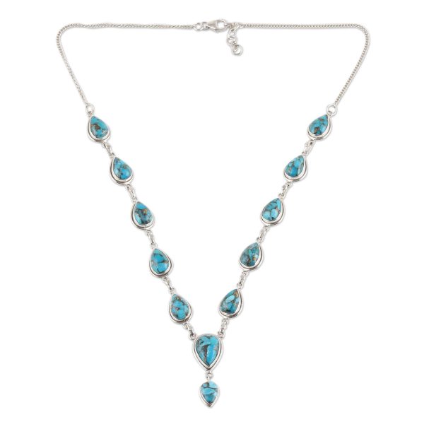 Aura of Beauty Composite Turquoise Y-Necklace from India Sale