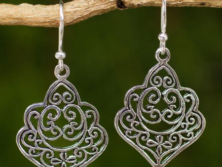 Arabesque Thai Handmade Ornate Sterling Silver Dangle Earrings Online Hot Sale