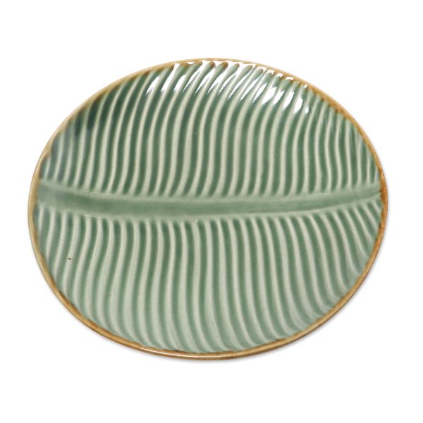 Banana Vibes Ceramic Banana Leaf Dessert Plates (Set of 4) from Bali Supply