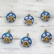 Blue Flowers Ceramic Cabinet Knobs Floral Blue White (Set of 6) India Discount