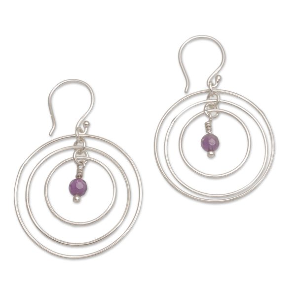 Atoms Amethyst and Sterling Silver Dangle Earrings form Bali Cheap