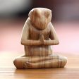 Asana Pose Yoga Frog Carved Wood Sculpture Discount