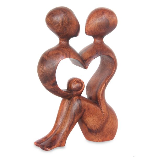 A Heart Shared by Two Romantic Wood Sculpture For Discount