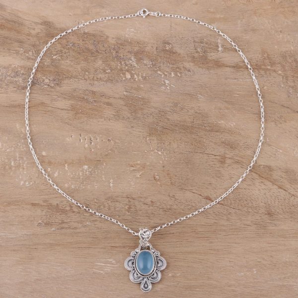 Blue Antique Radiance Handcrafted Antique Style Silver and Chalcedony Necklace For Cheap