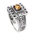 Ayung Terraces Artisan Crafted Engraved Sterling Silver and Citrine Ring Discount