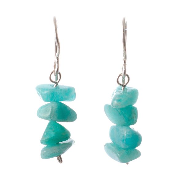 Aqua Harmony Amazonite Beaded Dangle Earrings Crafted in Peru Fashion