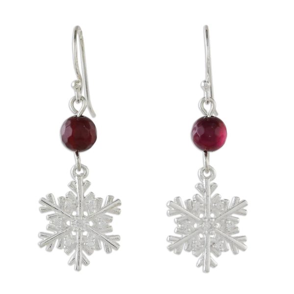 Winter Wonderland Sterling Silver Snowflake Earrings with Chalcedony Supply