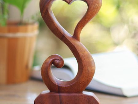 Tangled Love Hand Crafted Suar Wood Open Heart Statuette Home Decor Cheap