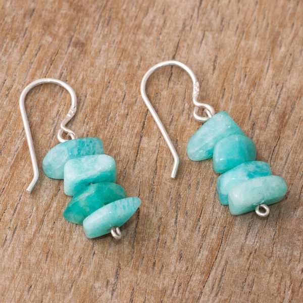 Aqua Harmony Amazonite Beaded Dangle Earrings Crafted in Peru Fashion