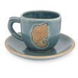 Blue Thai Elephant Thai Blue Celadon Elephant Cup and Saucer Set Supply