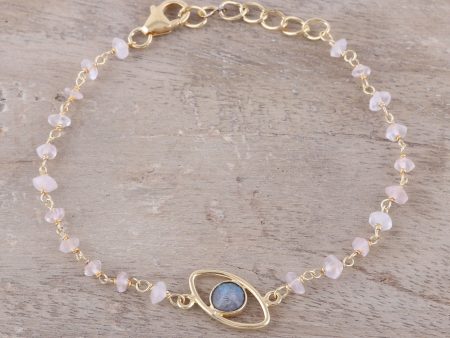 All Eyes on You Gold Plated Labradorite and Rose Quartz Pendant Bracelet Discount