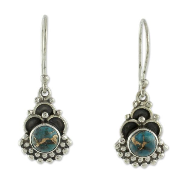 Blue Rapture Sterling Silver Earrings Handcrafted with Blue Turquoise Online