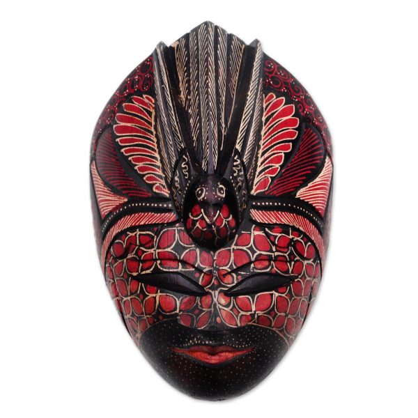 Bird Lord Bird-Themed Batik Wood Mask from Java Supply