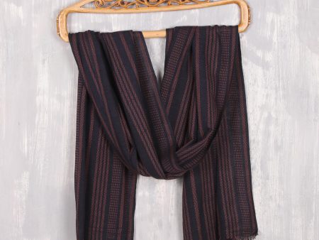 Elegant Combination Navy and Peach Striped Cotton Shawl from India Cheap