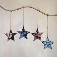 Bali Stars Four Batik Wood Star Ornaments by Balinese Artisans on Sale