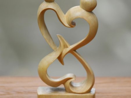 Balanced Hearts Abstract Crocodile Wood Statuette of Loving Couple from Bali Online now