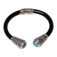 Beauty of Bali Sterling Silver and Natural Turquoise Balinese Cuff Bracelet Hot on Sale