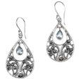 Bali Crest Sterling Silver and Blue Topaz Dangle Earrings For Cheap