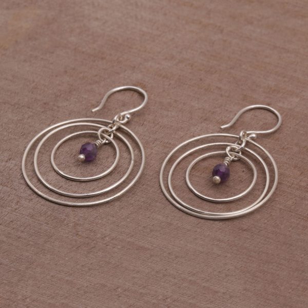 Atoms Amethyst and Sterling Silver Dangle Earrings form Bali Cheap