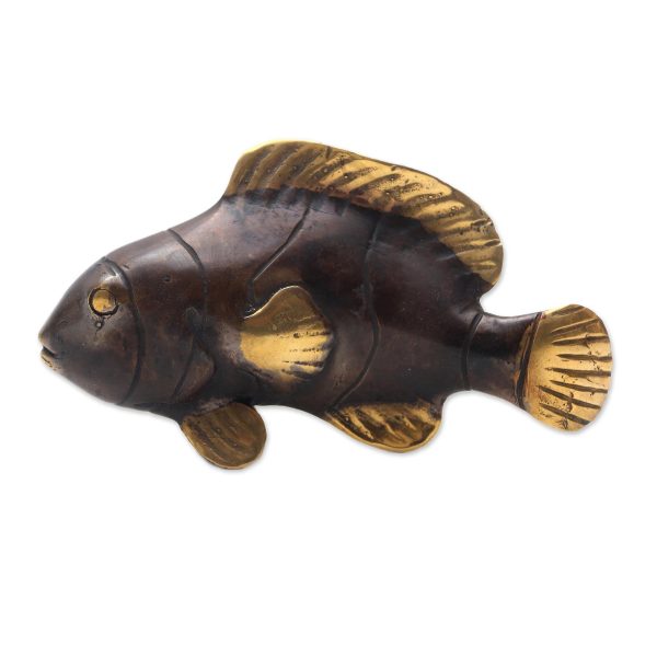 Antique Clownfish Handcrafted Balinese Bronze Clownfish Figurine For Discount