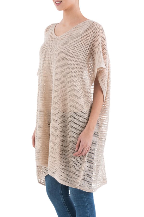 Beige Dreamcatcher Beige Tunic with V Neck and Short Sleeves Online