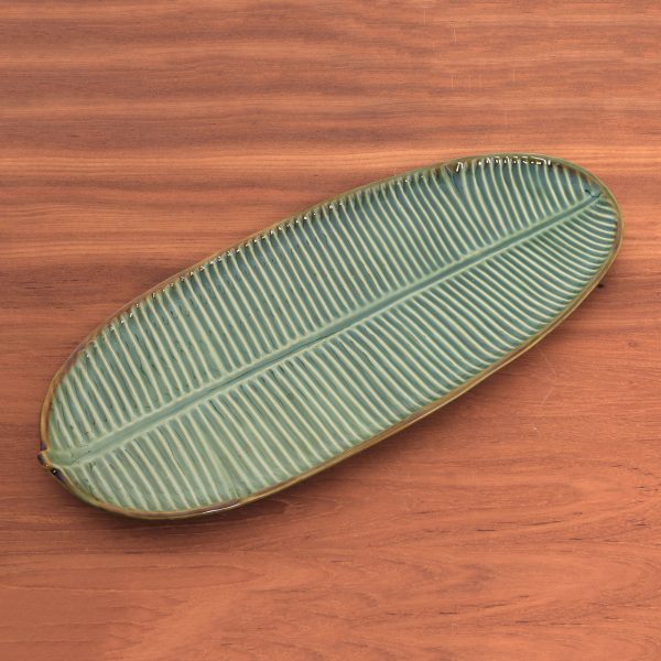 Banana Vibes Leaf-Shaped Ceramic Platter from Bali Online