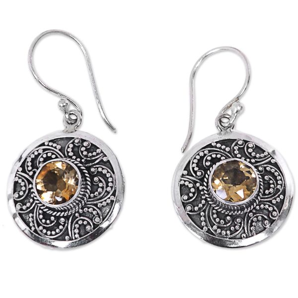 Balinese Aura Sterling Silver Fair Trade Citrine Earrings from Bali For Cheap