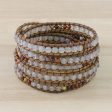 Winter Walk Chalcedony and Jasper Beaded Wrap Bracelet from Thailand Supply