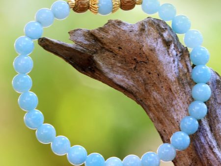 Batuan Tune Gold Accented Amazonite Beaded Stretch Bracelet from Bali Online