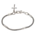 Bamboo Spiritual Hand Crafted Sterling Silver Cross Charm Bracelet from Bali Cheap